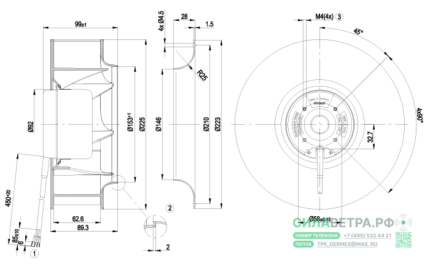 Вентилятор Центробежный Ebmpapst R1G225-AF07-52 EC